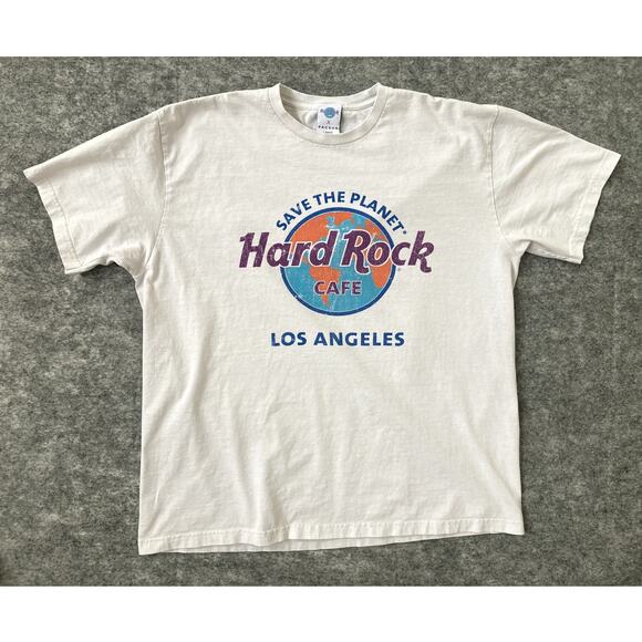 Vintage Y2K Hard Rock Cafe Tshirt Los Angeles Save the Planet Pacsun retro XL - Picture 1 of 6